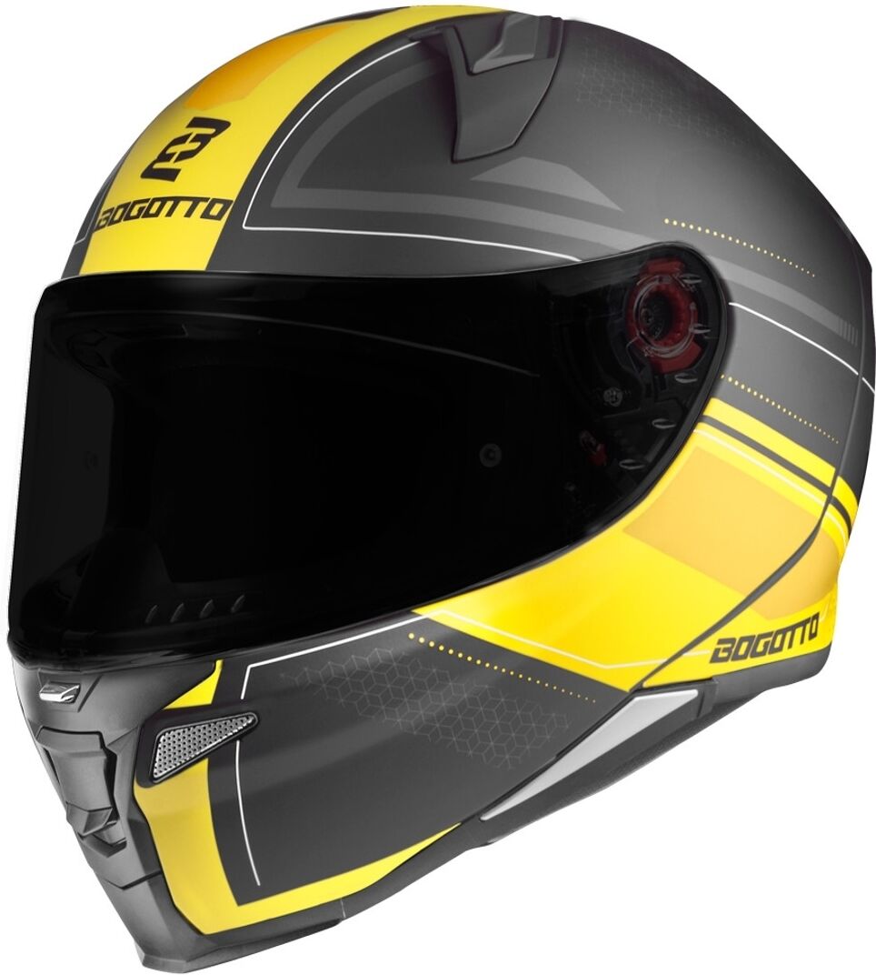 Bogotto FF110 Cinder Casco - Negro Amarillo (2XL)