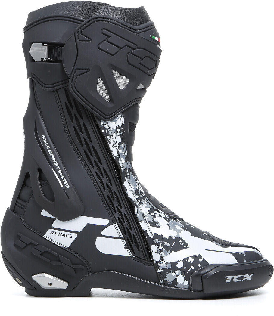 TCX RT-Race Botas de moto - Negro Gris Blanco (47)