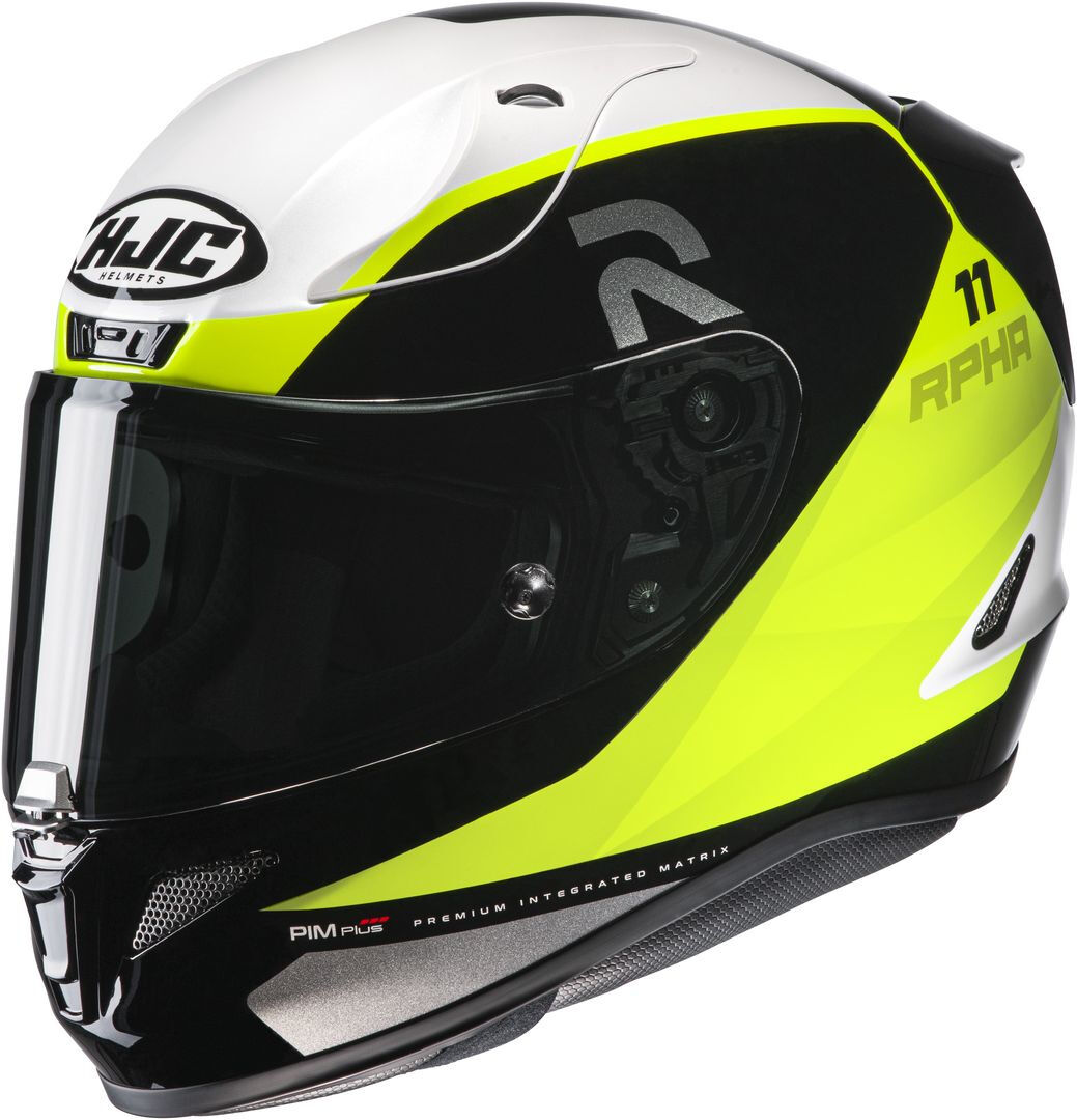 HJC RPHA 11 Texen Casco - Negro Blanco Amarillo (XS 54 55)