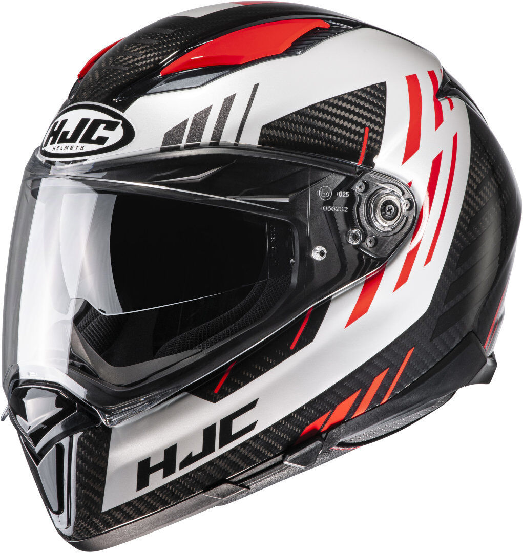 HJC F70 Carbon Kesta Casco - Negro Blanco Rojo (2XL)