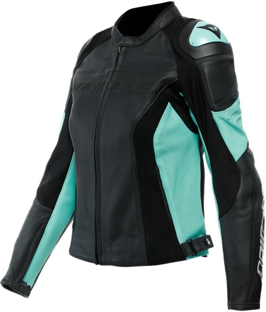 Dainese Racing 4 Chaqueta de cuero perforada para damas de motocicleta - Negro Azul (38)