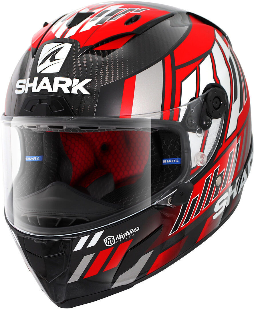 Shark Race-R Pro Carbon Replica Zarco Speedblock Casco - Blanco Rojo (L)