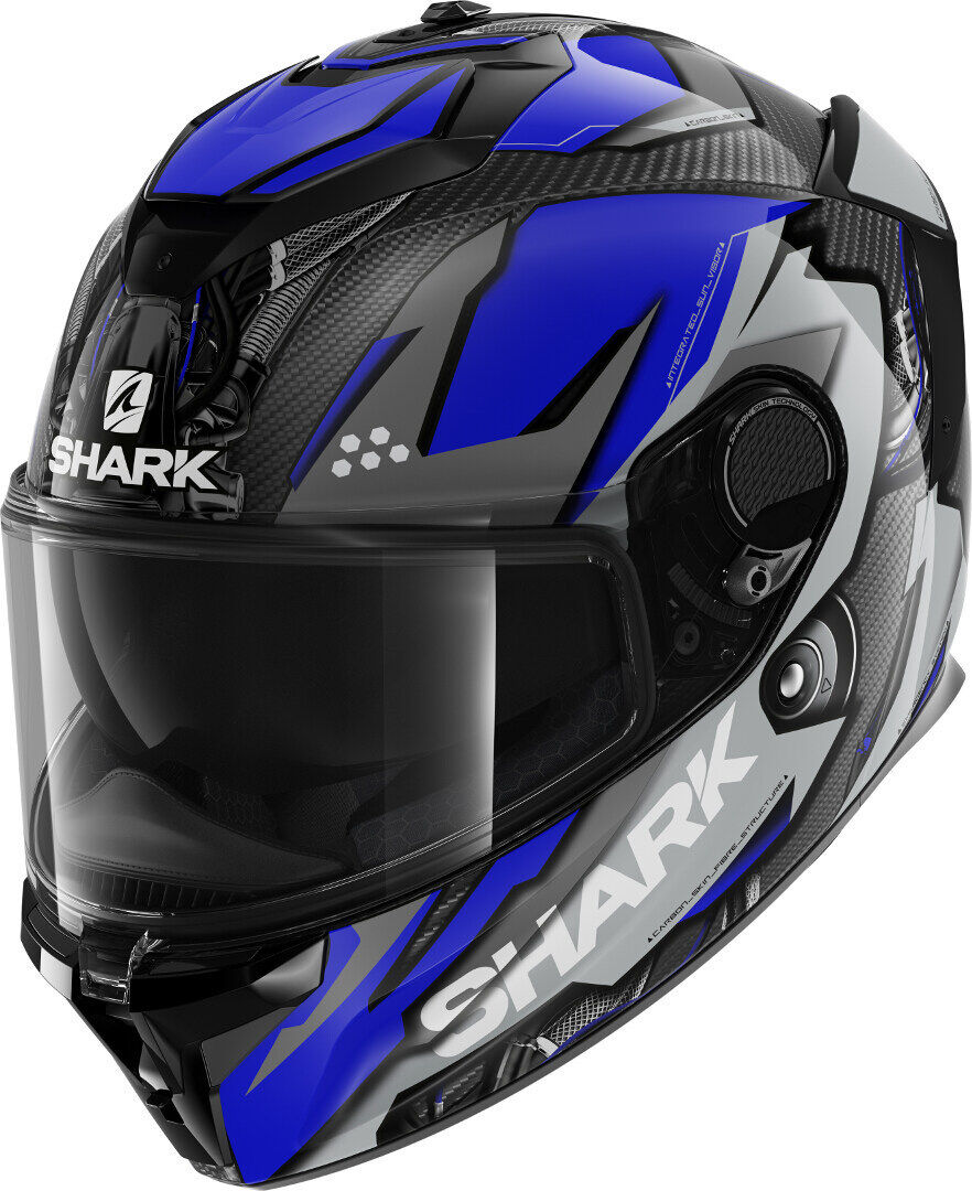 Shark Spartan GT Carbon Urikan Casco - Blanco Turquesa Azul (2XL)