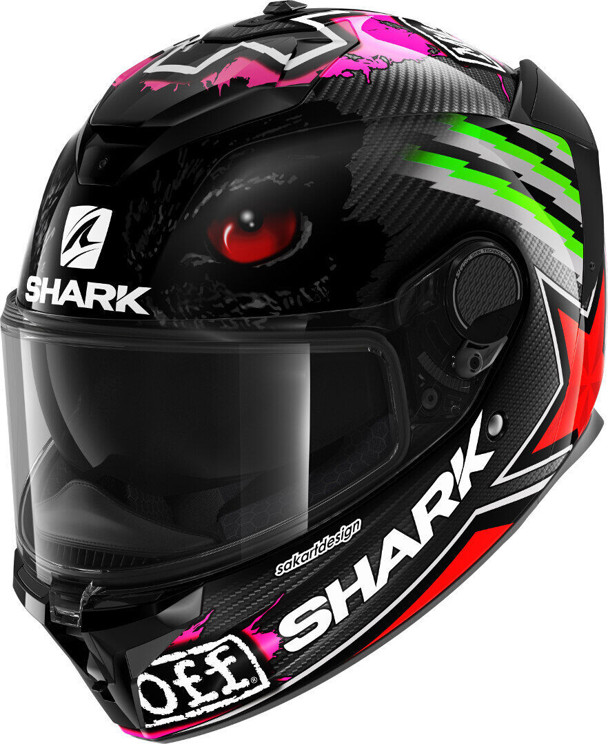 Shark Spartan GT Carbon Replica Redding Signature Casco - Rojo Verde (XL)
