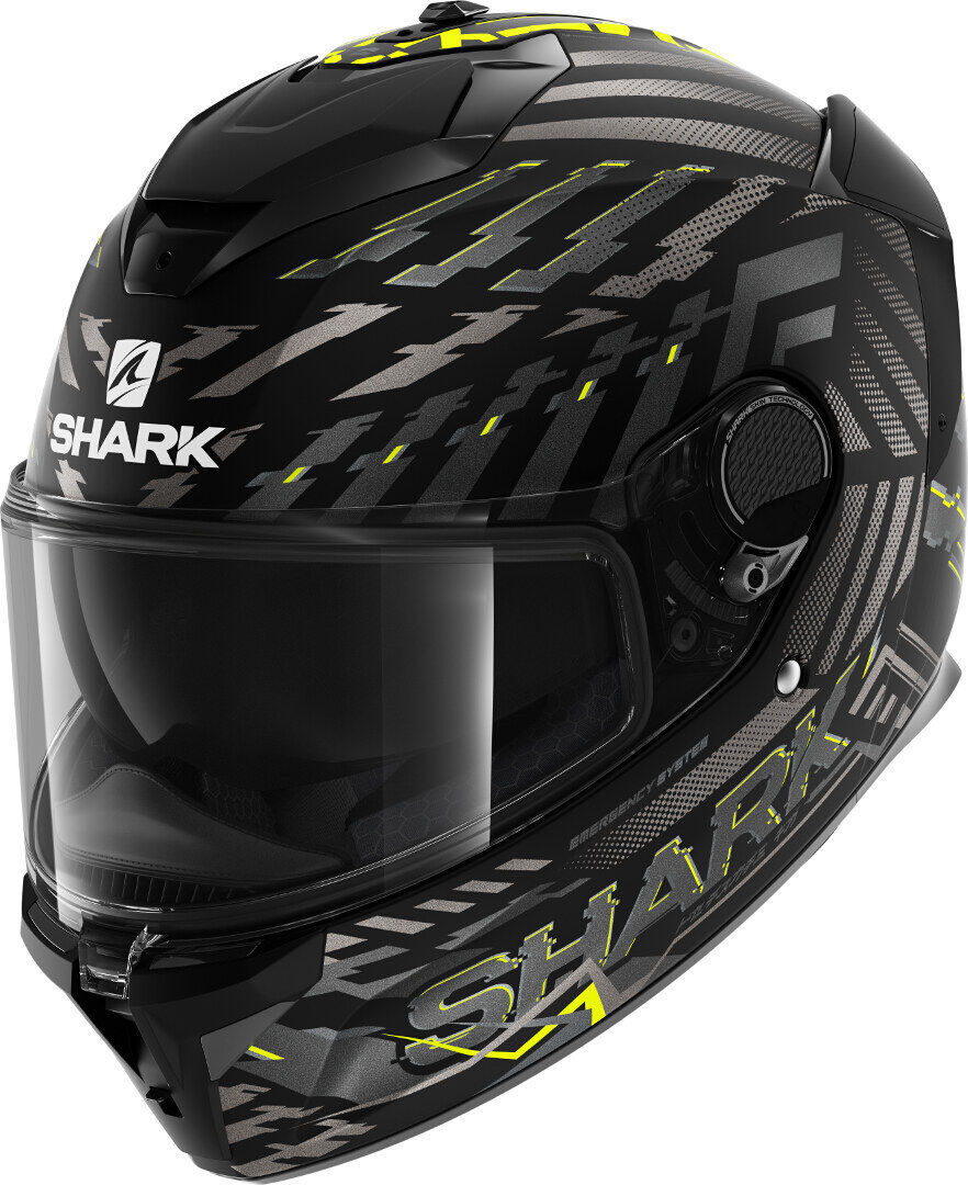 Shark Spartan GT E-Brake Casco - Negro Amarillo (L)