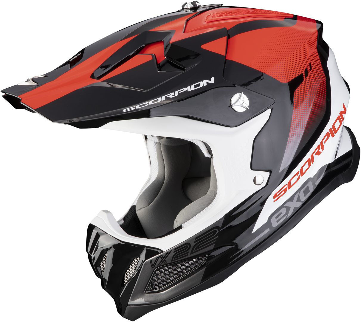 Scorpion VX-22 Air Attis Casco de motocross - Negro Rojo (XS)