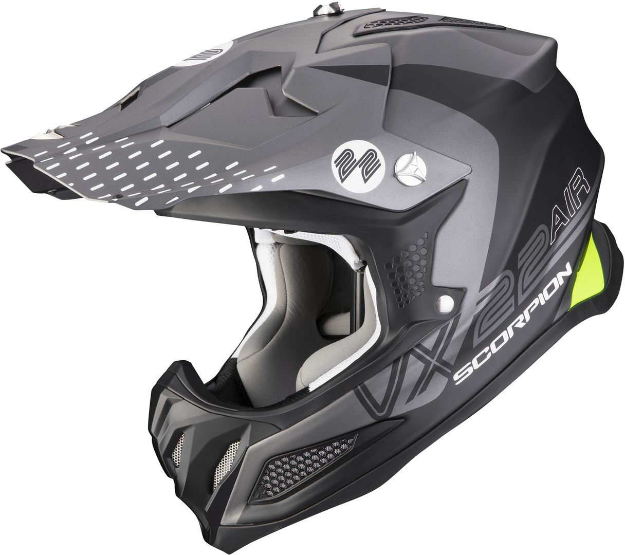 Scorpion VX-22 Air Ares Casco de motocross - Negro Plata (L)