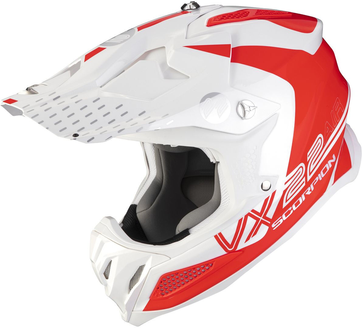 Scorpion VX-22 Air Ares Casco de motocross - Blanco Rojo (L)