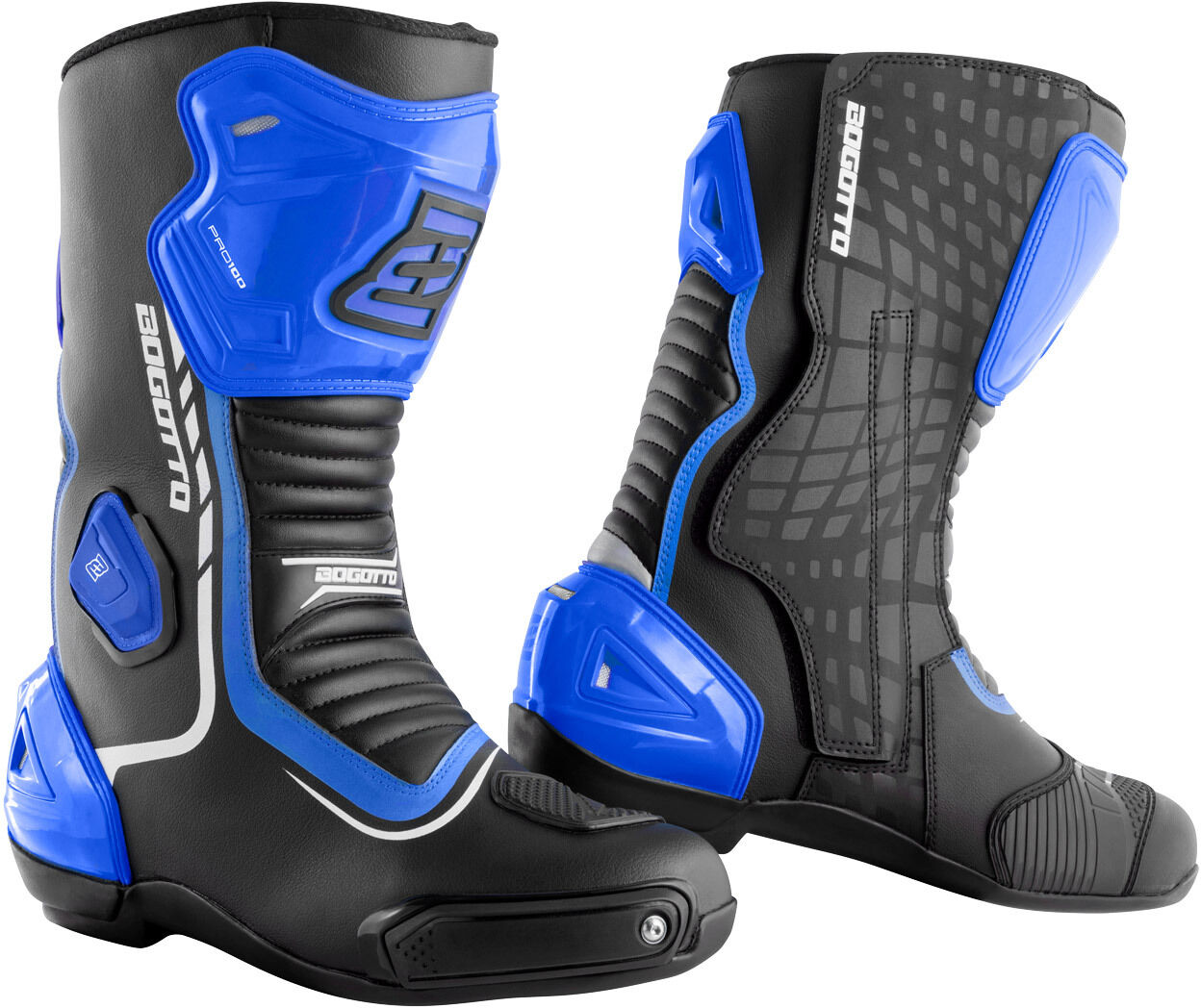 Bogotto Race-X Botas de moto - Negro Blanco Azul (44)