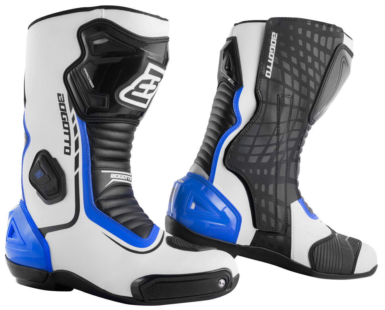 Bogotto Race-X Botas de moto - Negro Blanco Azul (47)