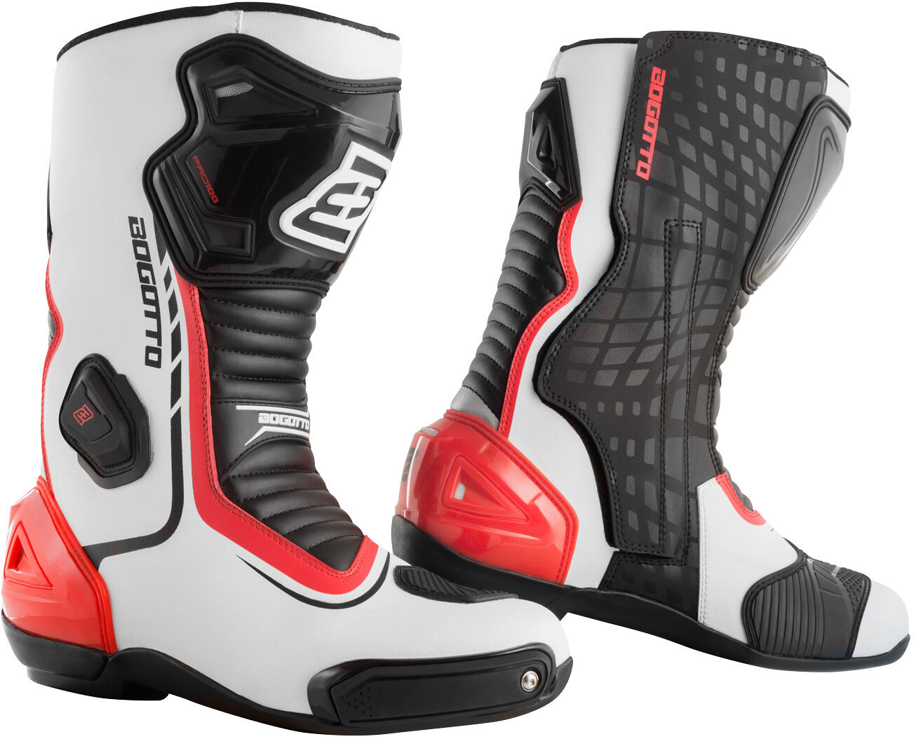 Bogotto Race-X Botas de moto - Negro Blanco Rojo (46)