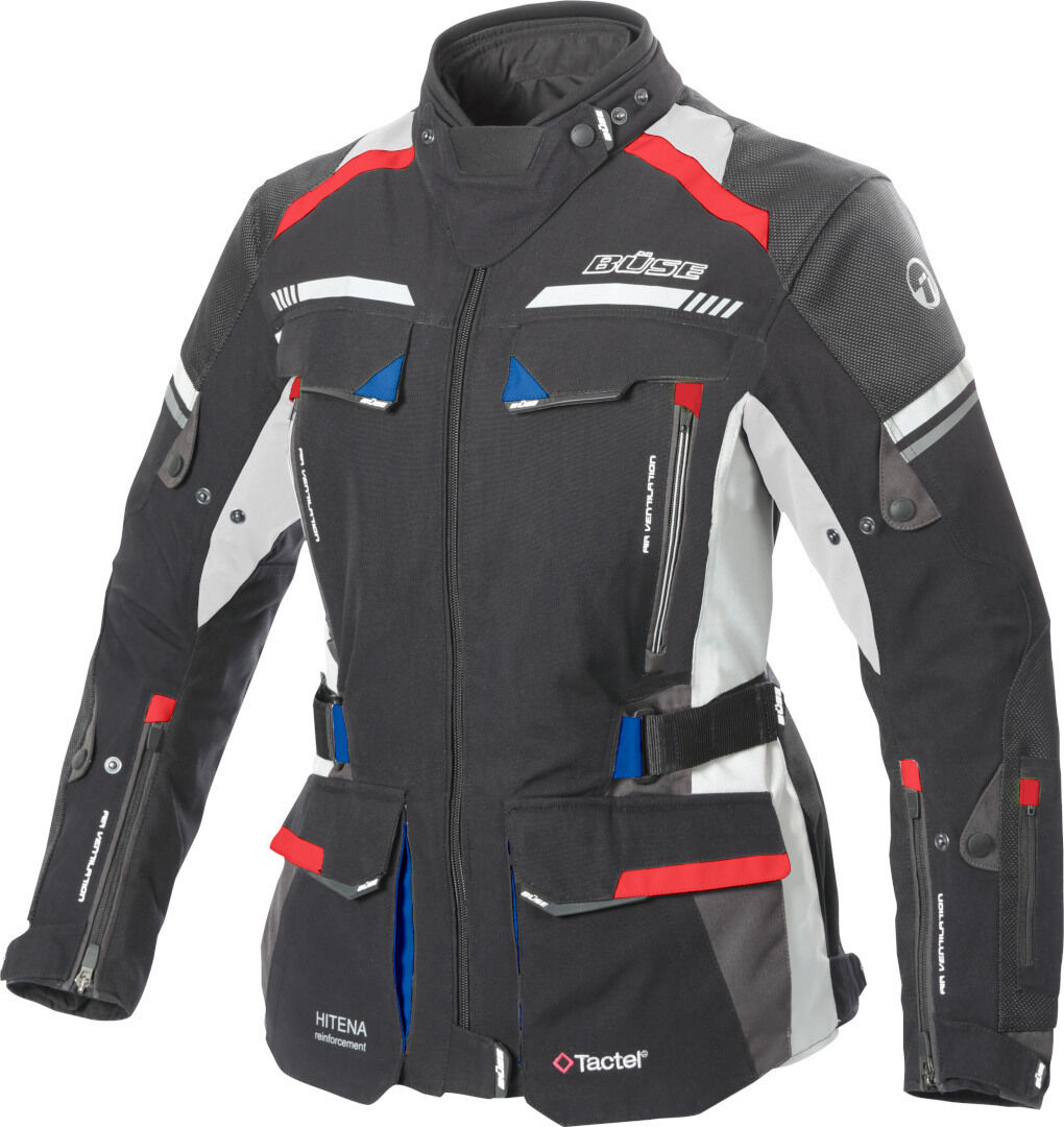 Büse Highland 2 Chaqueta textil para motocicletas para damas - Negro Rojo (46)