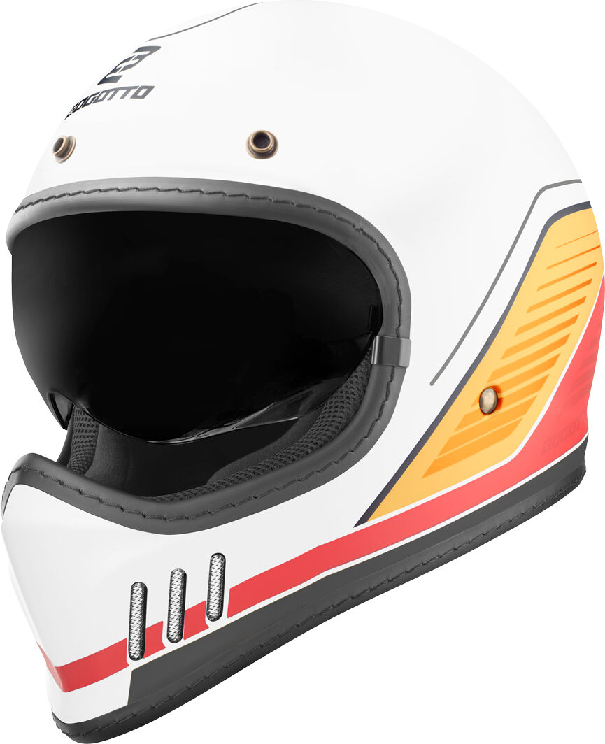 Bogotto FF980 EX-R Casco Caferacer Cross - Blanco Rojo Amarillo (XS)