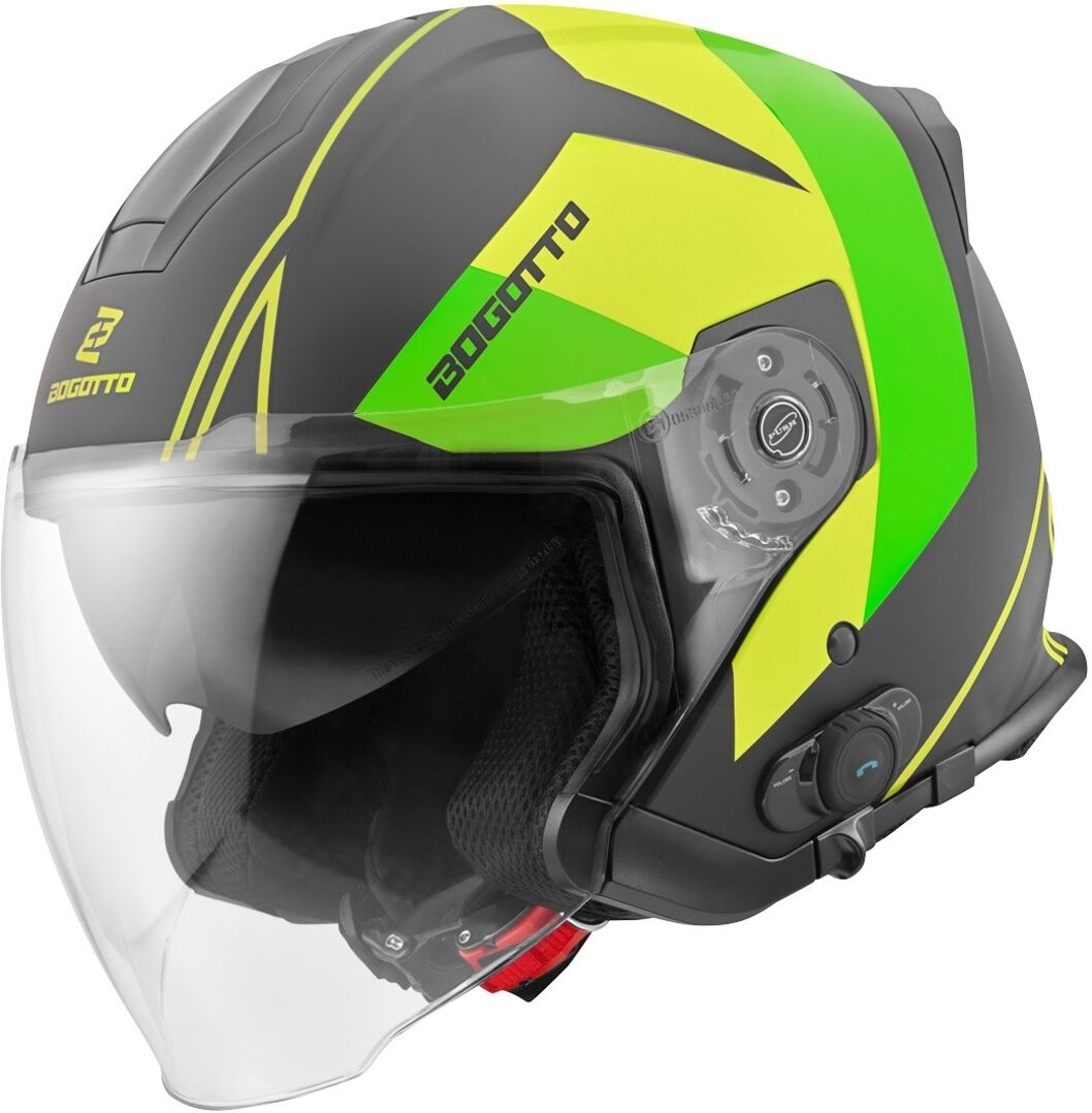 Bogotto V586 Detri BT Casco Bluetooth Jet - Negro Verde (2XL)