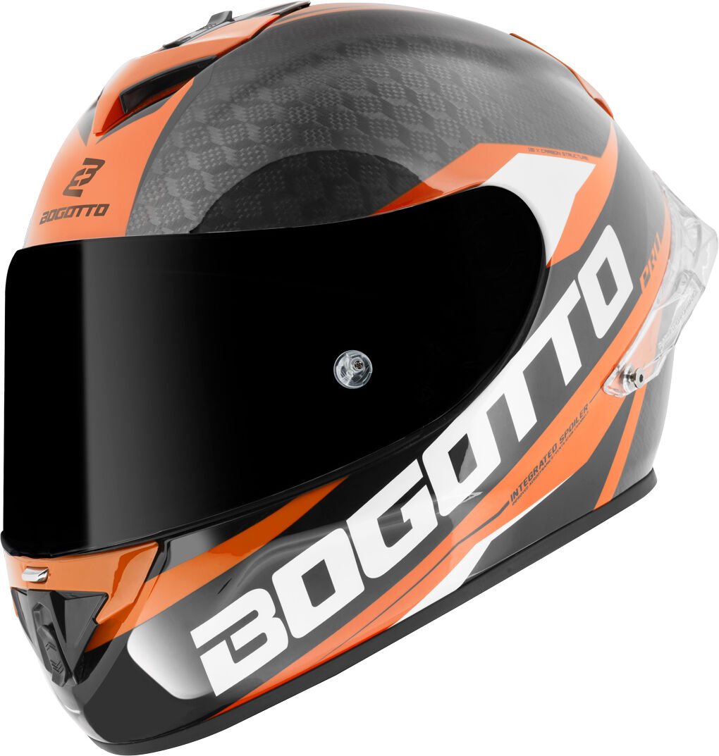 Bogotto FF104 SPN Casco de carbono - Negro Naranja (2XL)