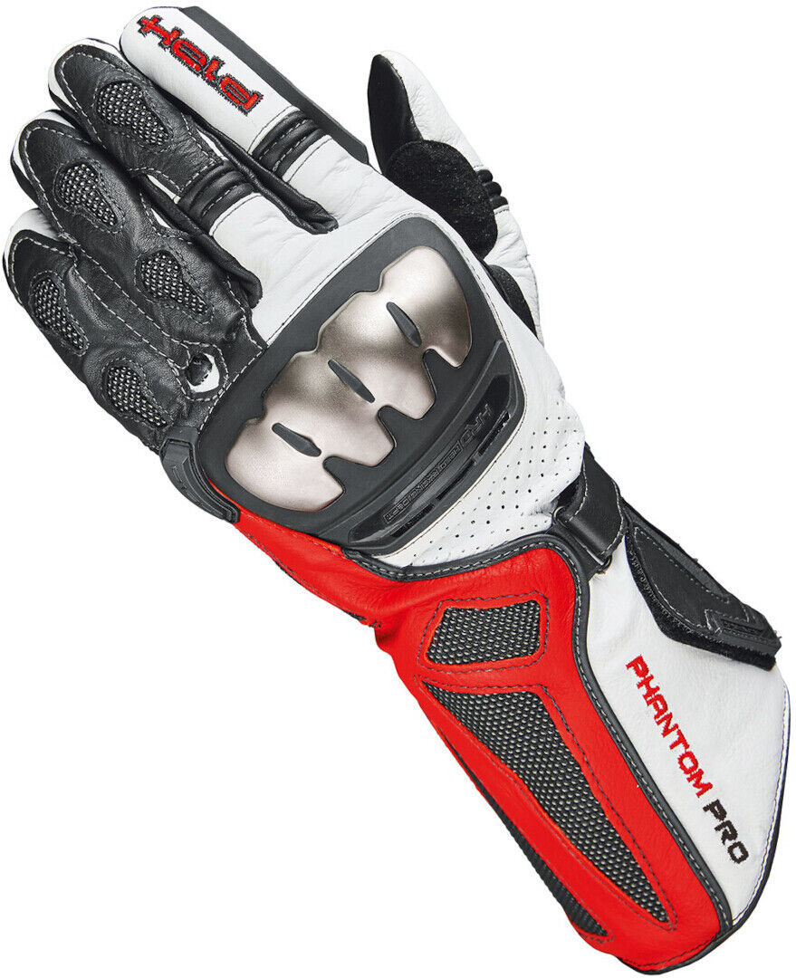 Held Phantom Pro Guantes de motocicleta - Negro Blanco Rojo (2XL)