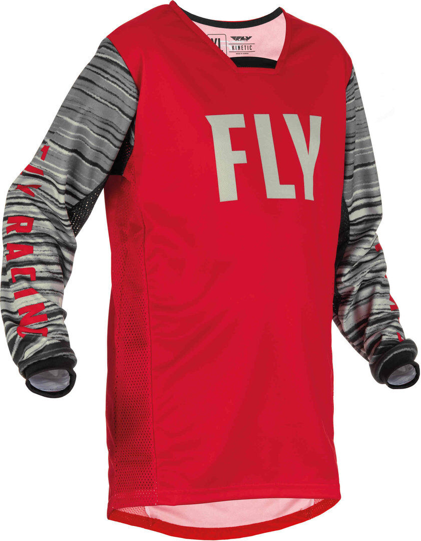 FLY Racing Kinetic Wave Jersey Juvenil - Gris Rojo (S)