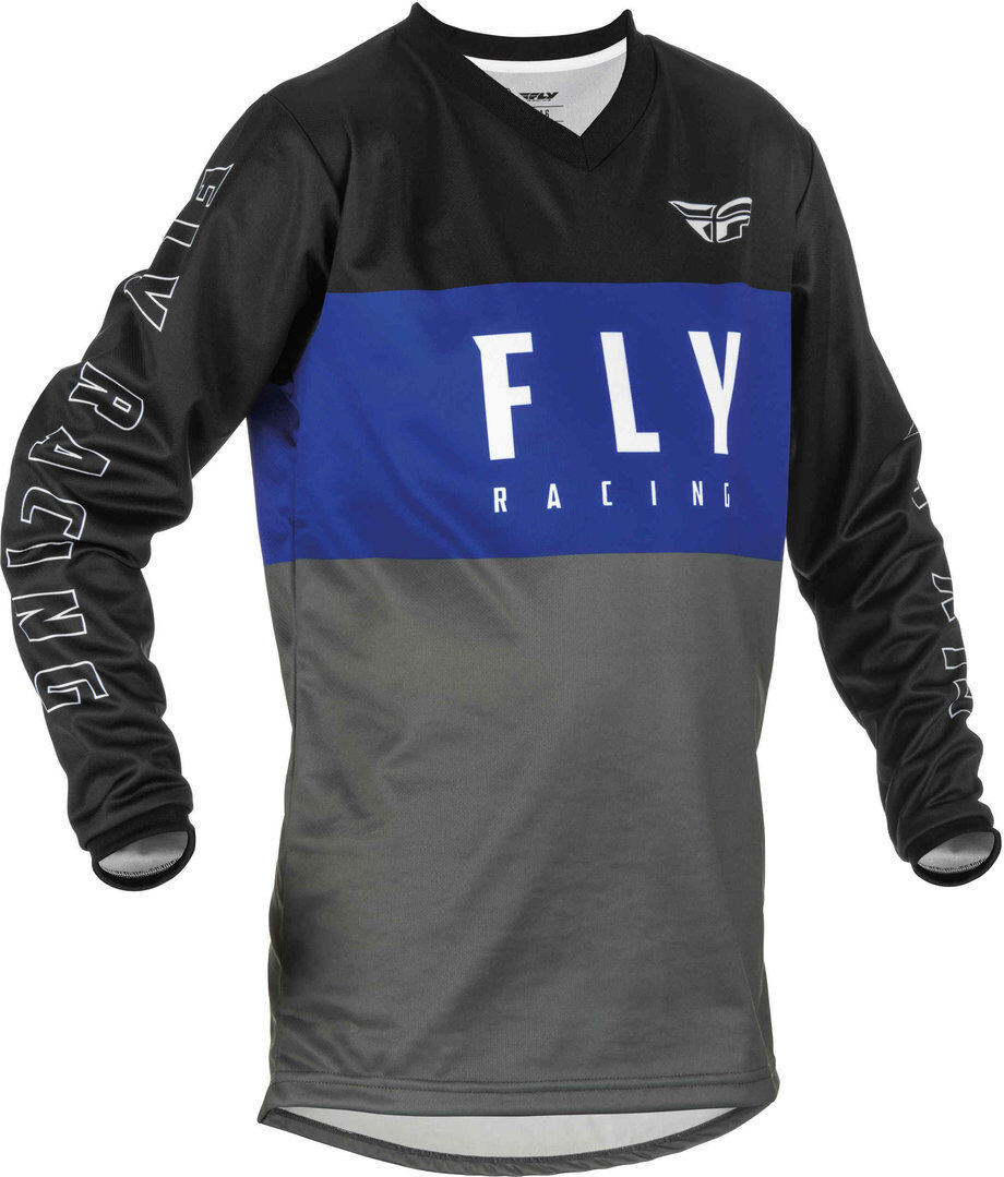 FLY Racing F-16 Jersey Juvenil - Negro Gris Azul (L)