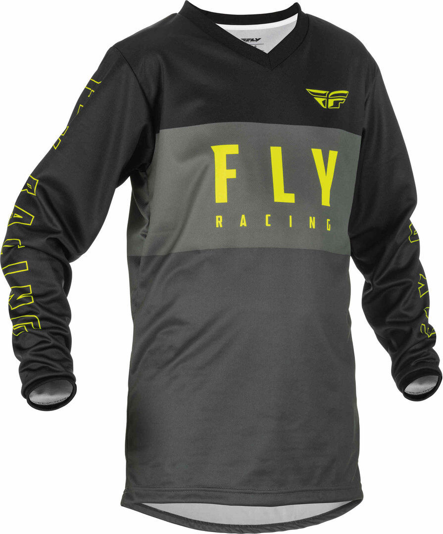 FLY Racing F-16 Jersey Juvenil - Negro Gris Amarillo (XL)