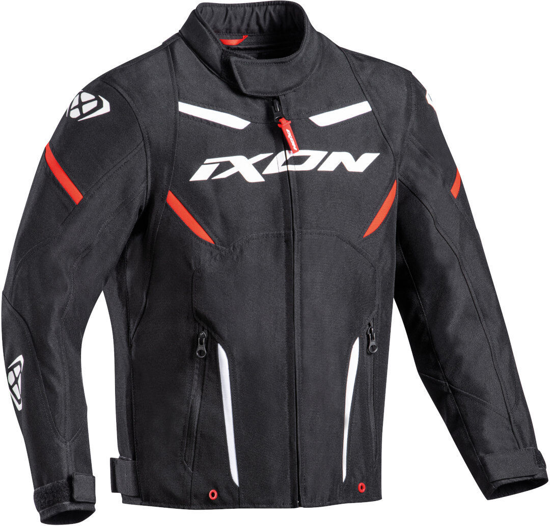 Ixon Striker Kinder Chaqueta textil para motocicleta - Negro Blanco Rojo (14 años)