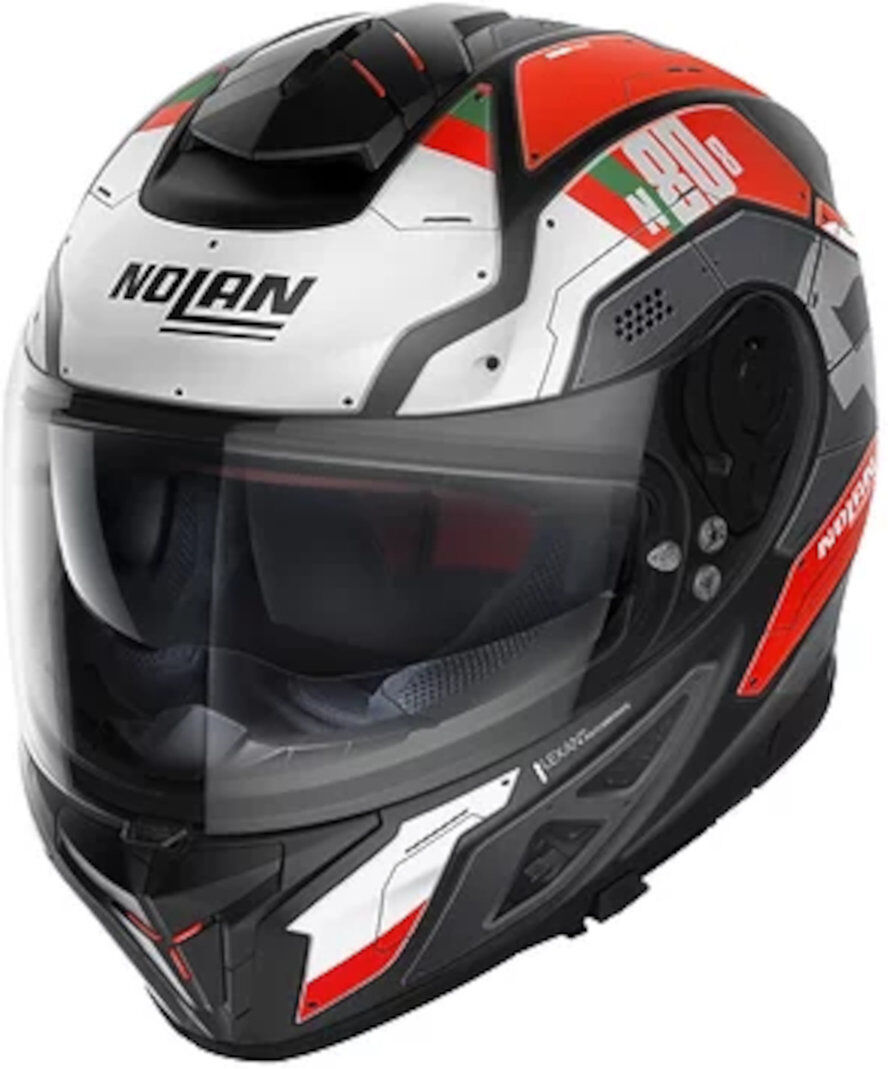 Nolan N80-8 Starscream N-Com Casco - Negro Blanco Rojo (L)