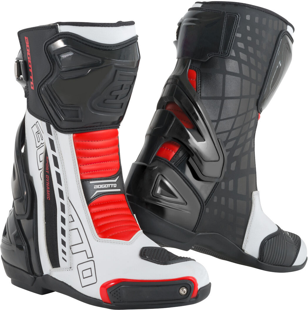 Bogotto Donington Botas de moto - Negro Blanco Rojo (46)