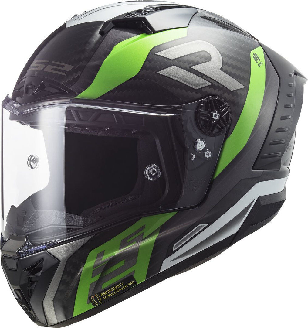 LS2 FF805 Thunder Supra Carbon Casco - Negro Verde (XL)