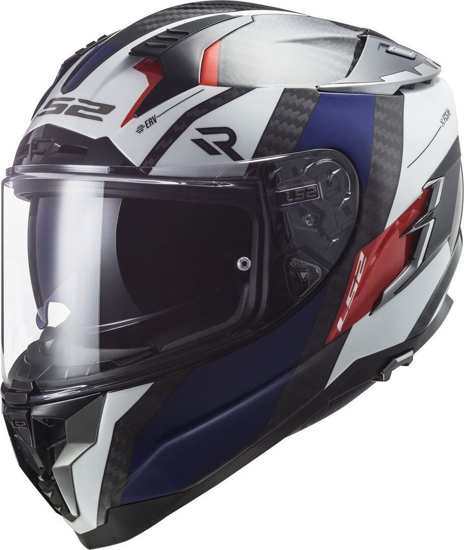 LS2 FF327 Challenger Alloy Carbon Casco - Blanco Rojo Azul (2XL)