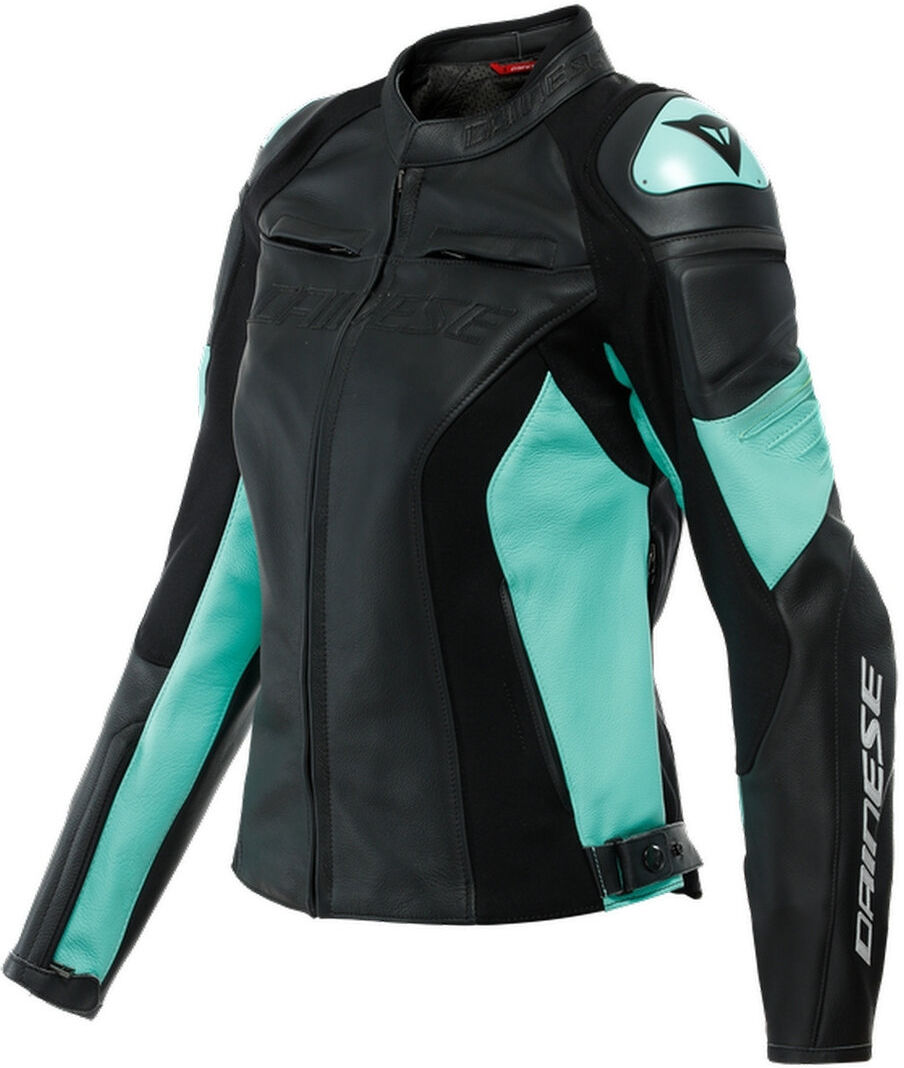 Dainese Racing 4 Chaqueta de cuero para motocicleta para damas - Negro Azul (44)