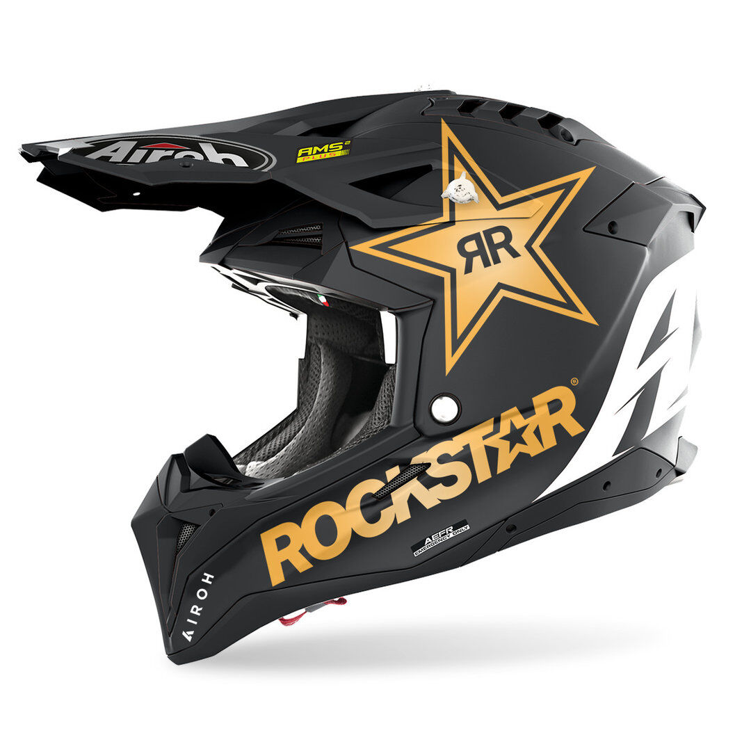 Airoh Aviator 3 Rockstar Casco de motocross - Negro Oro (XS)