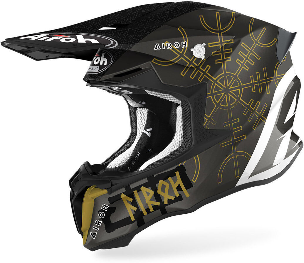 Airoh Twist 2.0 Sword Casco de motocross - Negro Blanco Oro (2XL)