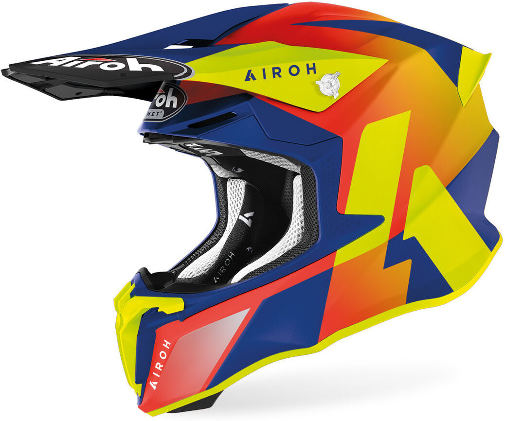 Airoh Twist 2.0 Lift Casco de motocross - Rojo Azul Amarillo (M)