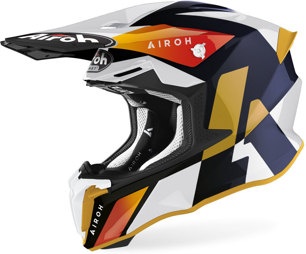 Airoh Twist 2.0 Lift Casco de motocross - Negro Blanco Naranja (XS)