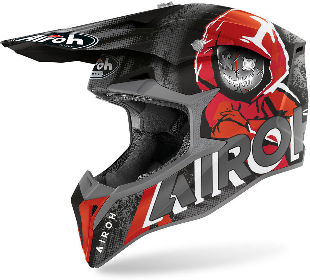 Airoh Wraap Alien Casco de motocross - Negro Rojo (XS)