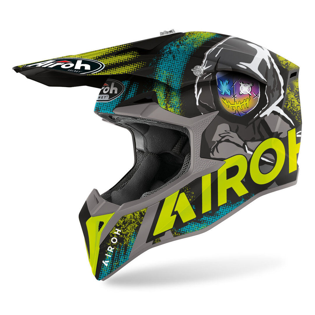 Airoh Wraap Alien Casco de motocross - Negro Amarillo (XL)