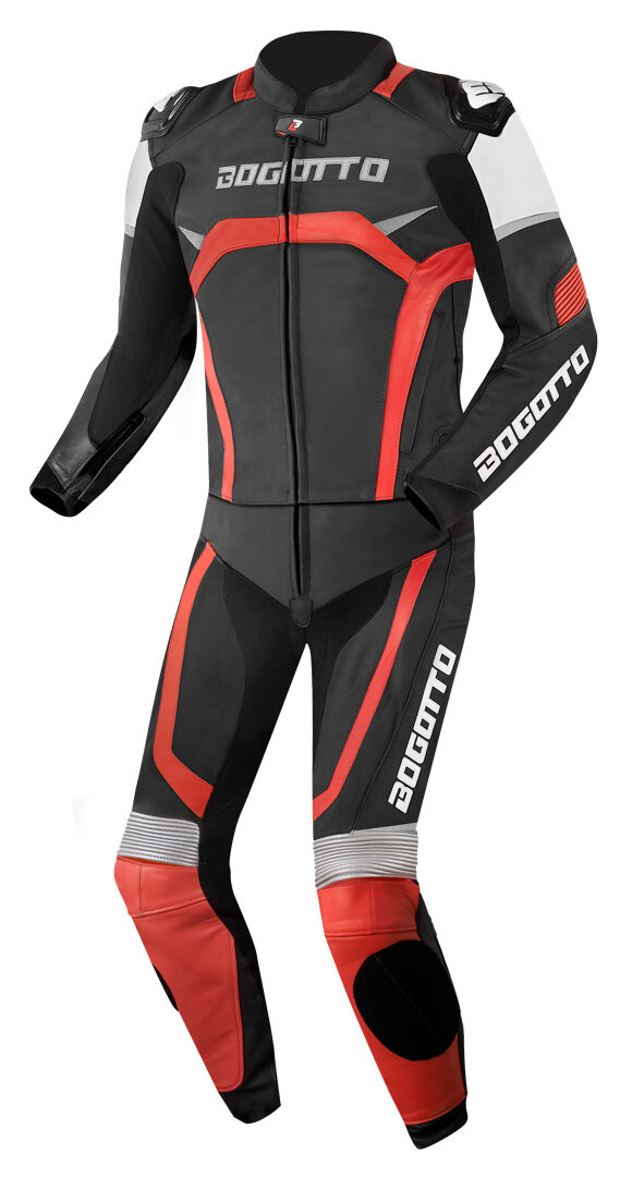 Bogotto Misano Traje de cuero para motocicleta de dos piezas - Negro Rojo (58)