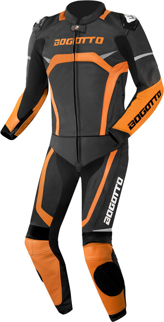 Bogotto Misano Traje de cuero para motocicleta de dos piezas - Negro Naranja (56)