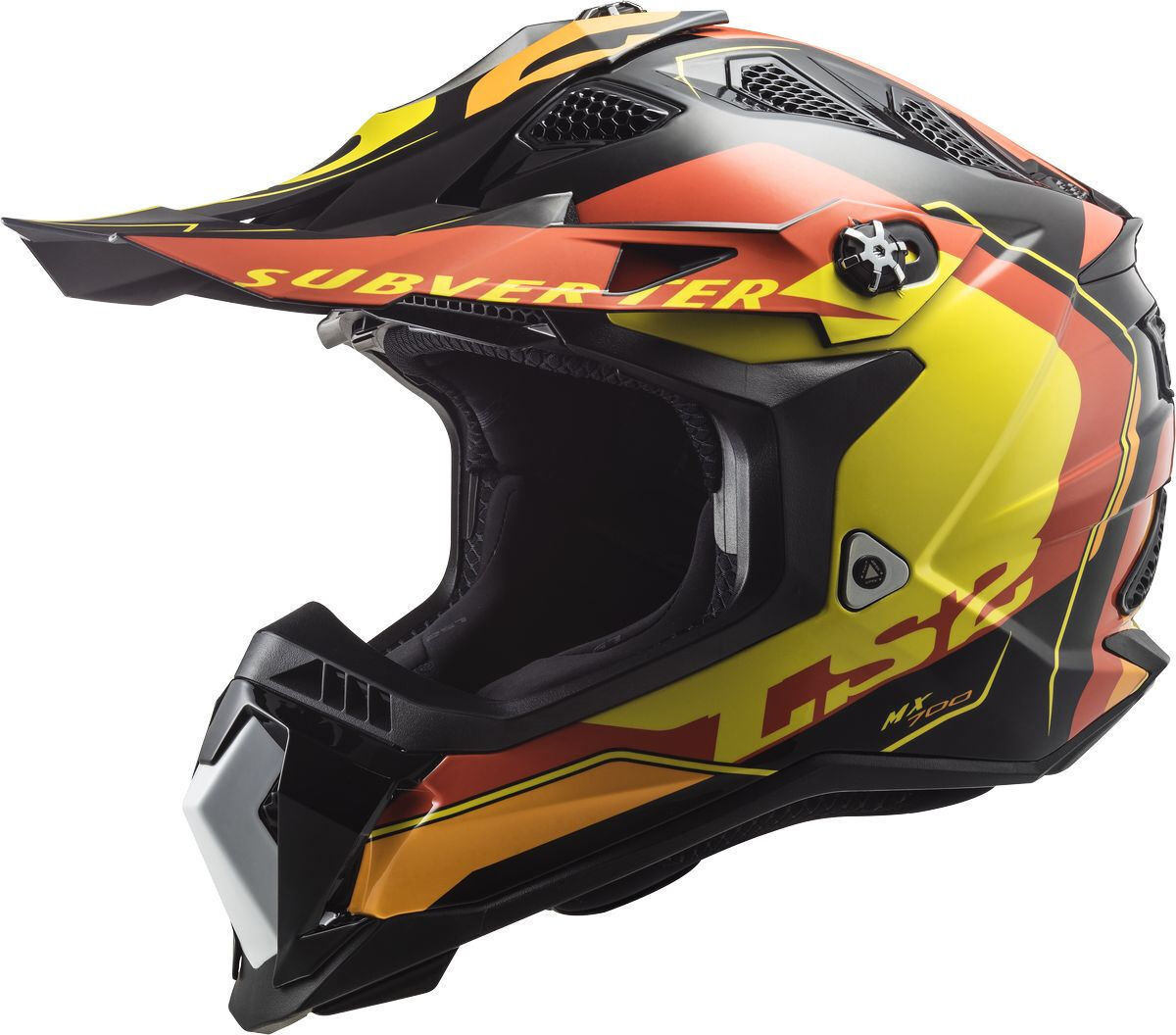 LS2 MX700 Subverter Evo Arched Casco de motocross - Negro Rojo Amarillo (L)