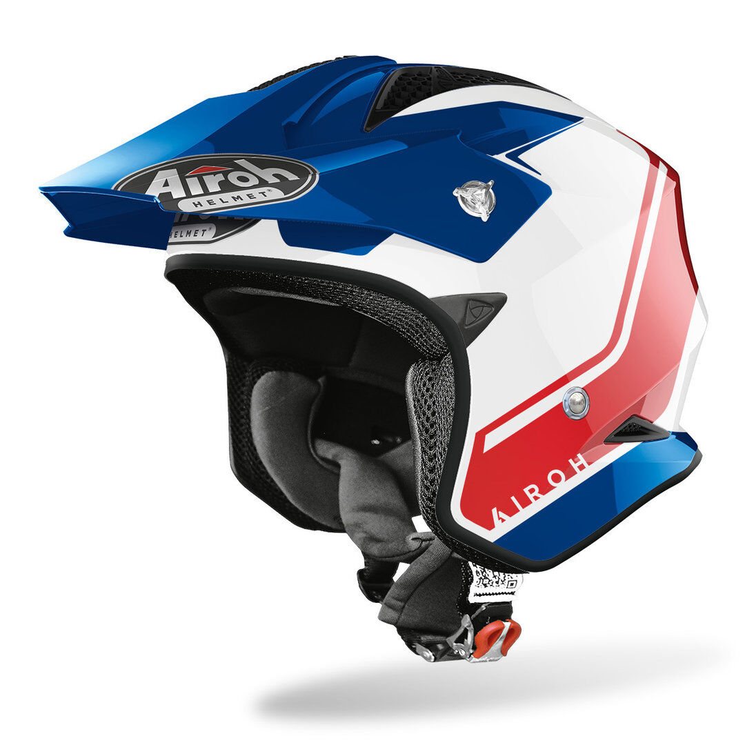 Airoh TRR S Keen Casco Trial Jet - Blanco Rojo Azul