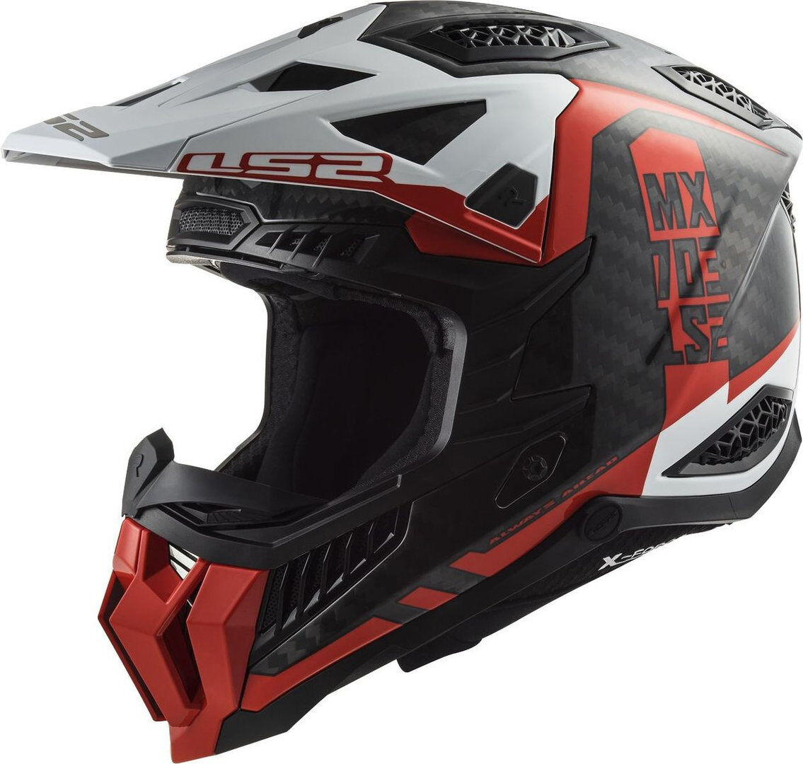 LS2 MX703 X-Force Victory Carbon Casco de motocross - Negro Blanco Rojo