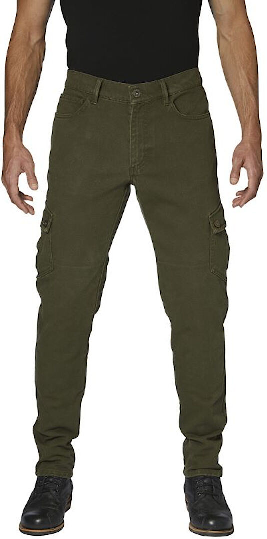 Rokker Cargo Slim Pantalones textiles para motocicleta - Verde (34)