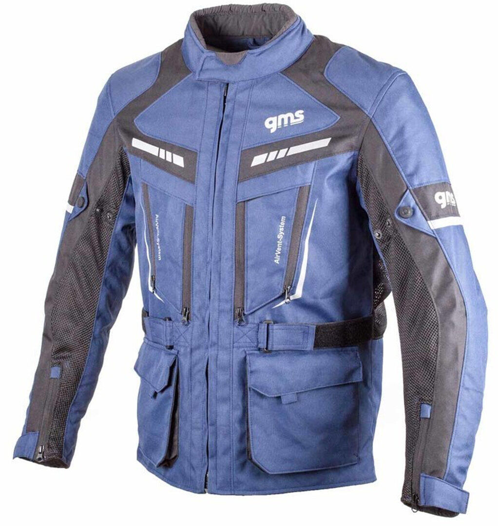 gms Track Light Chaqueta textil para motocicleta - Negro Azul (2XL)