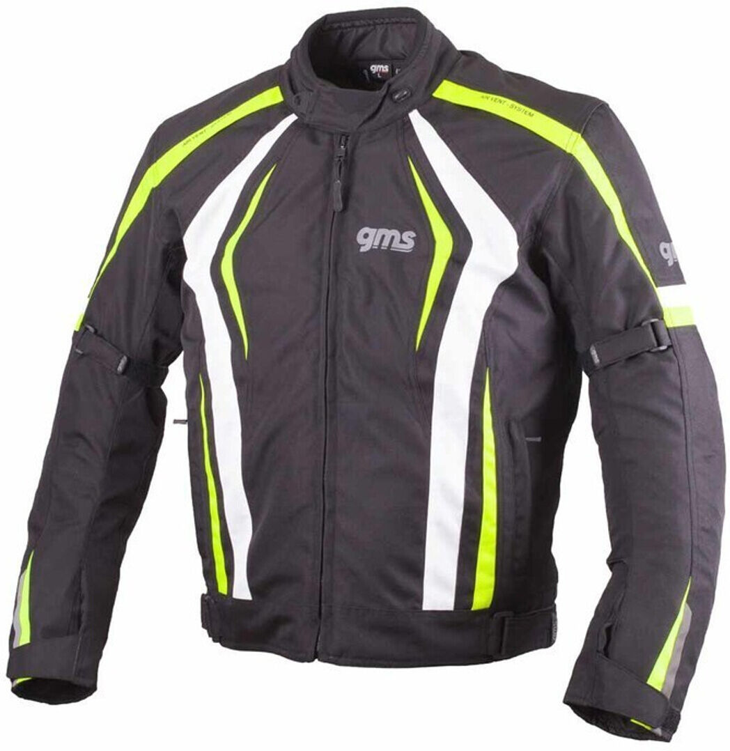 gms Pace Chaqueta textil para motocicleta - Negro Blanco Amarillo (2XL)