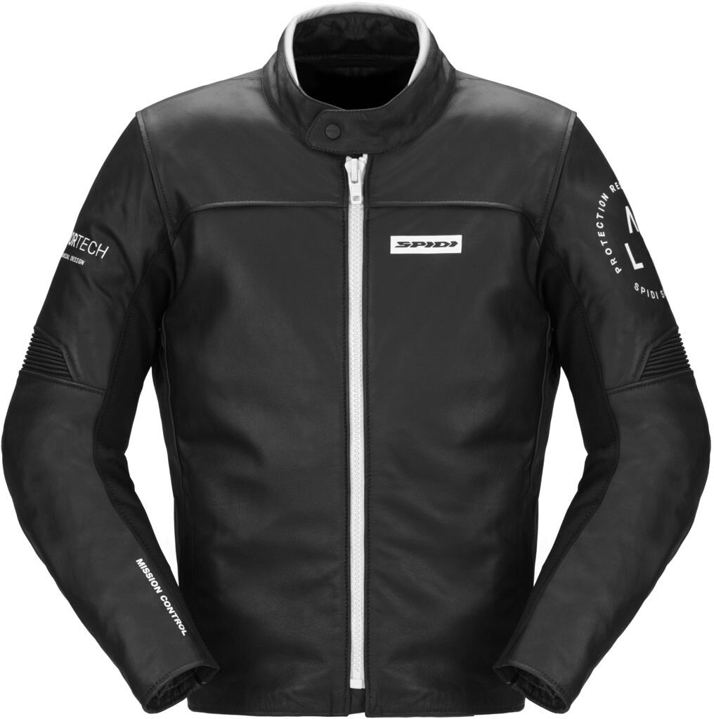 Spidi Genesis Chaqueta de cuero para motocicleta - Negro Blanco (48)