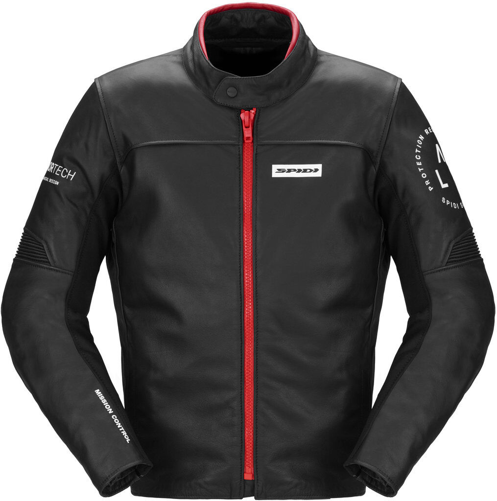 Spidi Genesis Chaqueta de cuero para motocicleta - Negro Rojo (46)