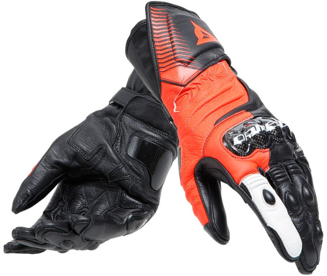 Dainese Carbon 4 Long Guantes de motocicleta - Negro Blanco Rojo (S)