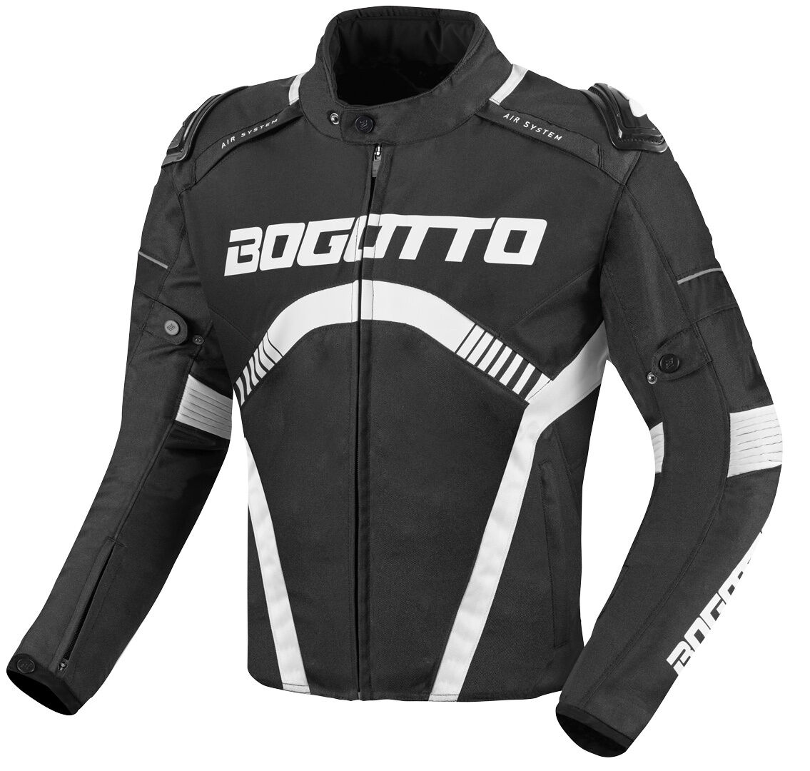 Bogotto Boomerang Chaqueta textil impermeable para motocicleta - Negro Blanco (2XL)