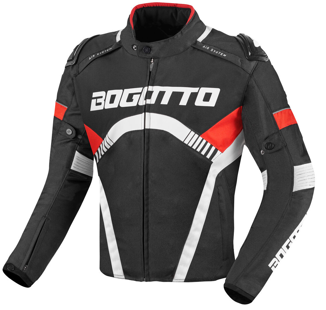 Bogotto Boomerang Chaqueta textil impermeable para motocicleta - Negro Rojo (M)