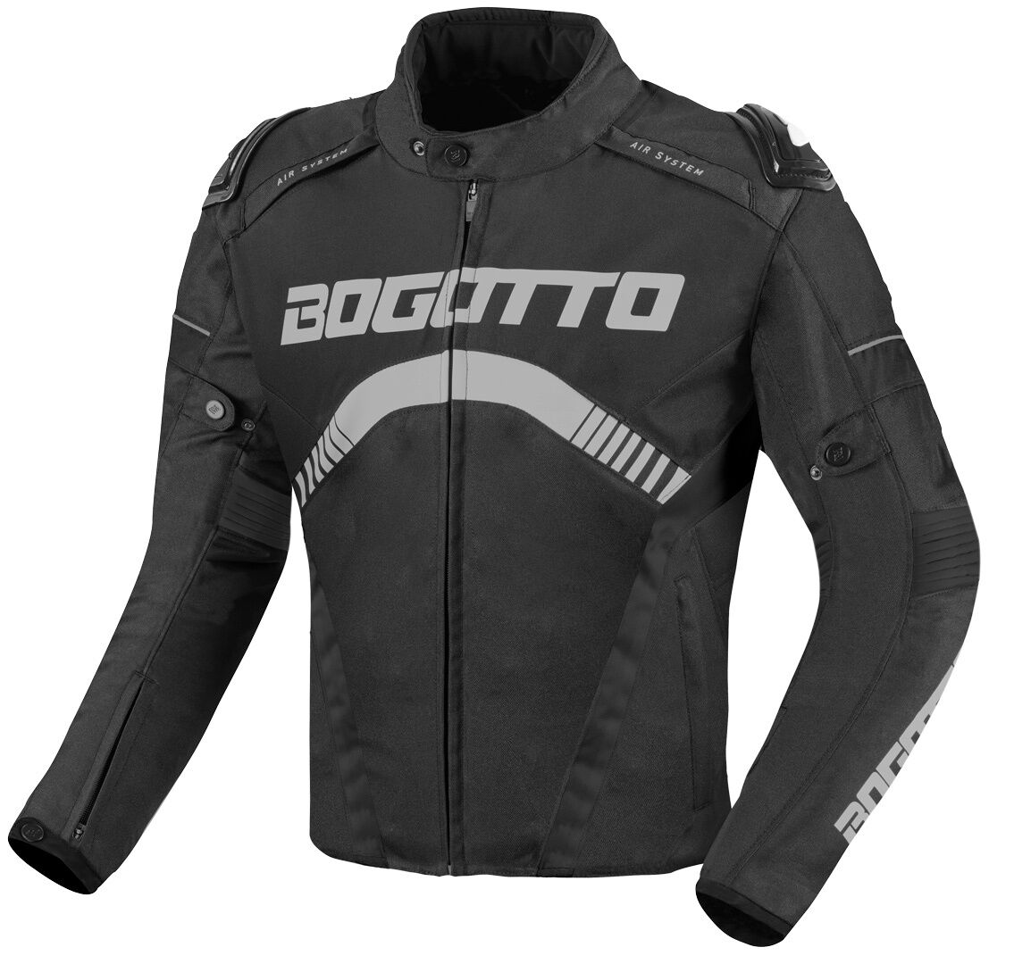 Bogotto Boomerang Chaqueta textil impermeable para motocicleta - Negro Gris (L)