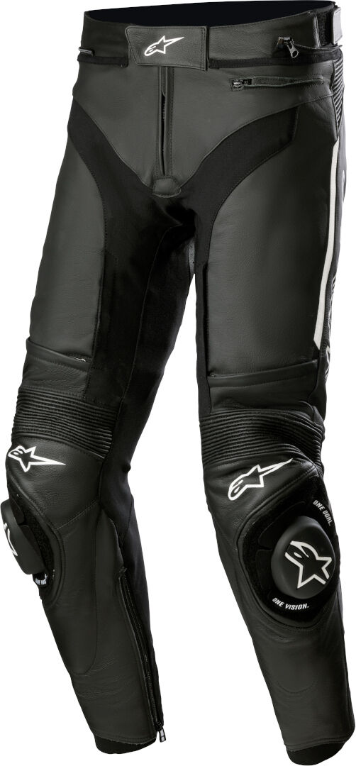 Alpinestars Missile V3 Pantalones de cuero para motocicleta - Negro Blanco (58)